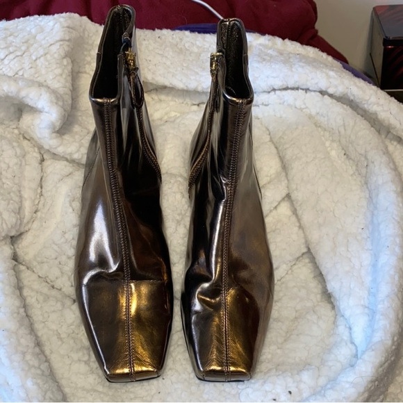 Claudia Cuiti Bronze Metallic Leather Ankle Boot - Picture 1 of 9